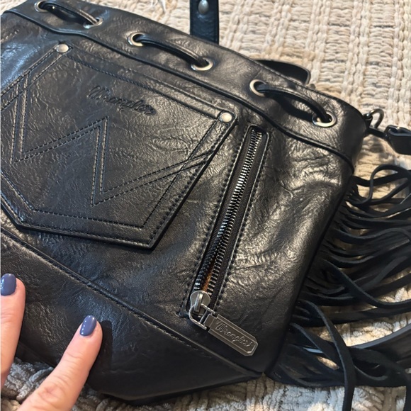 Wrangler Black and Brown Patterned Fringe Bag - Picture 3 of 9